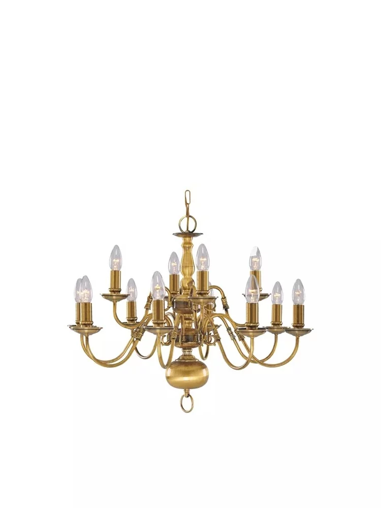 Searchlight chandelier Fishnet brass, 12x60WxE14, 1019-12AB - 1019